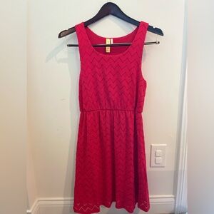 Bee Stitched Pink Chevron Lace Sleeveless Dress Size S